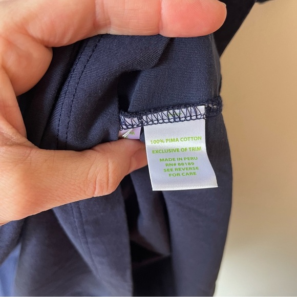 Lilly Pulitzer Navy blue tunic dress small Pima cotton 3/4 sleeve embroidered - Picture 4 of 11